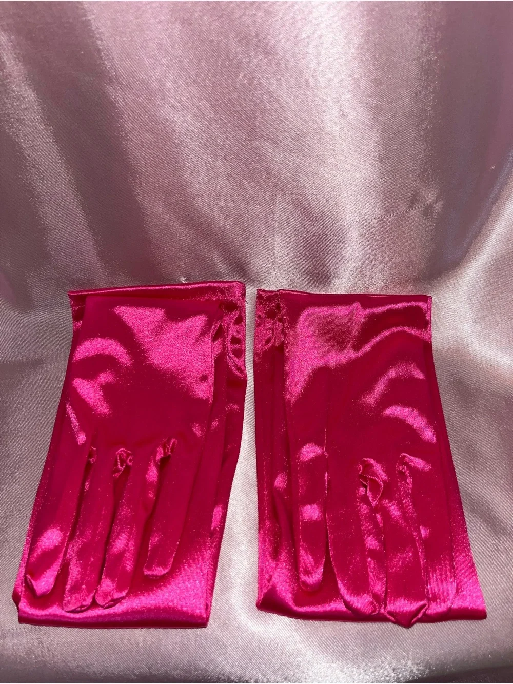 Long Satin Evening Gloves in Hot Pink